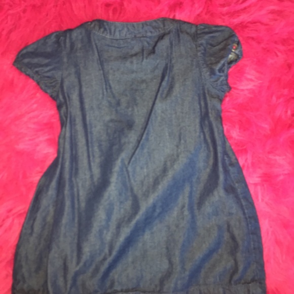 Denim dress with pink flower - Picture 3 of 3